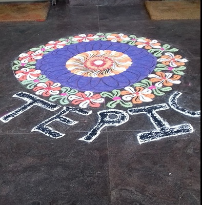 1 Welcoming the faculty by CIPET with a Rangoli