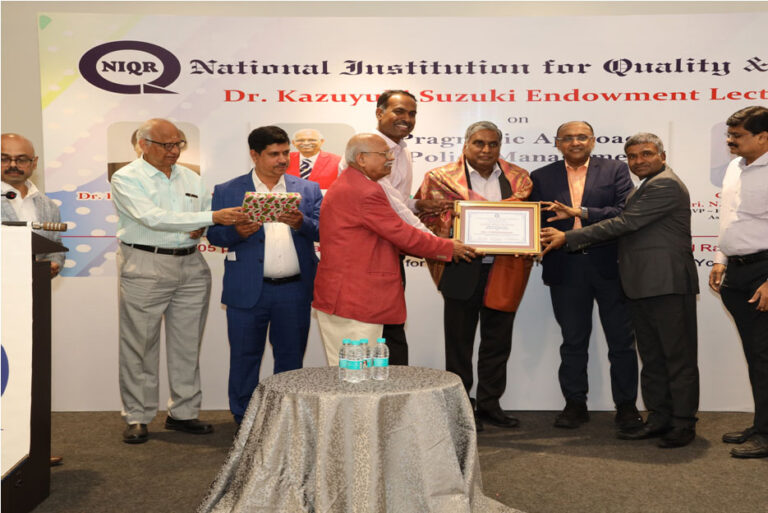 Shri S. Murali Shankar being conferred the prestigious NIQR Fellowship by Shri Vidyashankar Krishnan, President – NIQR
