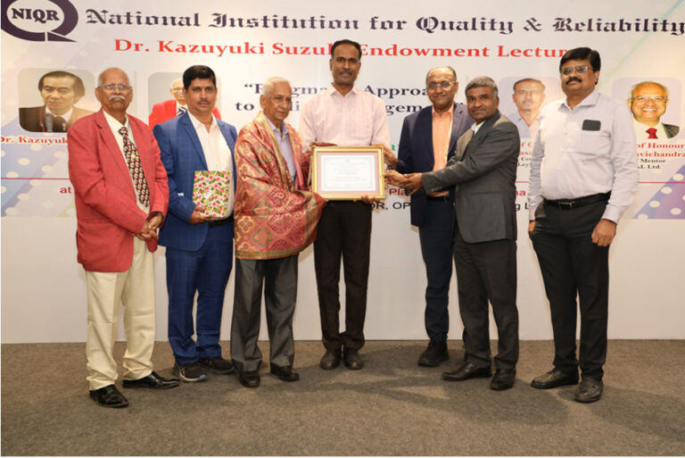 Dr N GowriShankar being conferred the prestigious NIQR Fellowship by Shri Vidyashankar Krishnan, President – NIQR