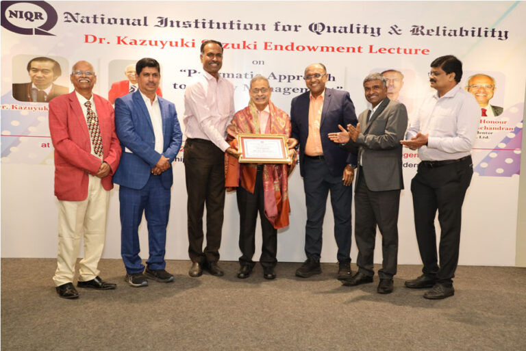 Shri M N Akhileswaran being conferred the prestigious NIQR Fellowship by Shri Vidyashankar Krishnan, President – NIQR